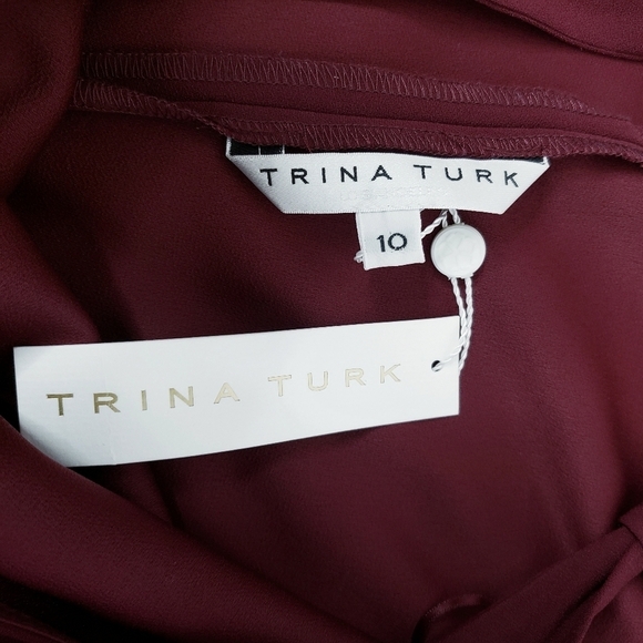 NWT Trina Turk Azar Wide Leg Jumpsuit Sleeveless Jumper Wine - Picture 9 of 11